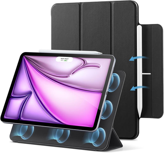 ESR for iPad Air 13 Inch Case M3/M2 (2025/2024), iPad Pro 12.9 6th/5th/4th Gen, Powerful Magnetic Attachment, Slim Trifold Stand Case, Supports Pencil Pro & Pencil (USB-C), Rebound Series, Black