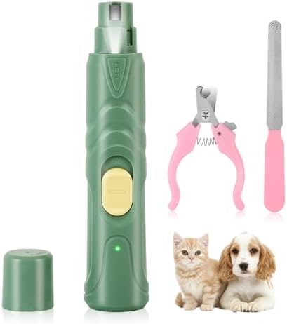 Dog Nail Grinder with LED Light, Rechargeable Pet Nail Grinder Kit with Nail Grinder and Trimmer, Low-Noise, 2-Speed Powerful Pet Nail Trimmer for Large Medium Small Animal Nail Care (Blue)