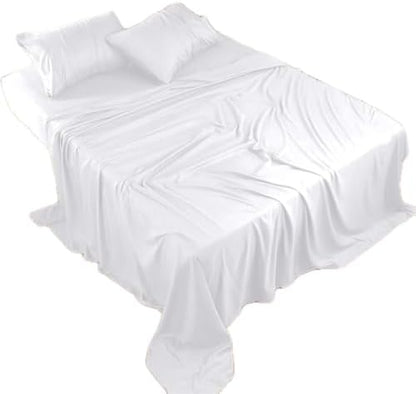 100% Egyptian Cotton Queen Sheet Set – 4-Piece, 800 Thread Count, White – Luxury Hotel Quality Bedding, Fits 14” Deep Mattress, Oeko-TEX Certified - Ultra Soft & Breathable (Queen Size)