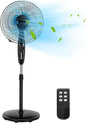 Happygrill 18 Inch Quiet Oscillating Pedestal Fan with Remote Control Standing Fan with 3-Speed and Timer LCD Display Adjustable Height for Home and Office