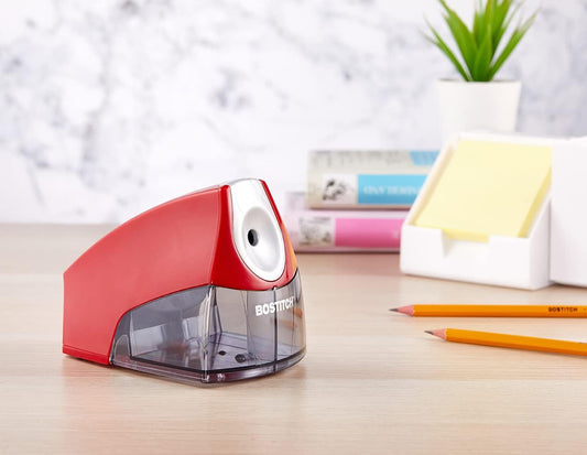 Bostitch Office Personal Electric Pencil Sharpener, Powerful Stall-Free Motor, High Capacity Shavings Tray, Red (EPS4-RED)
