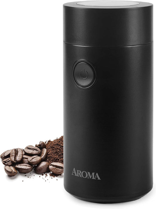 Aroma Housewares Mini Coffee Grinder and Electric Herb Grinder with 304 Stainless Steel Grinding Blades and a Premium Clear Lid (40 g.)