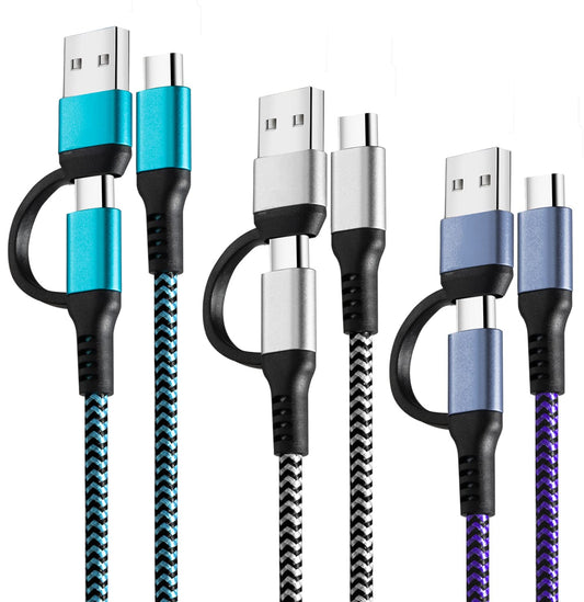 USB C to C Cable, 60W 3 Pack Fast Charging Cords 6ft QC & PD 2-in-1 USB-A/C to Type C Charger Cord Compatible with Samsung Galaxy S21 S10 S9 Note20, MacBook Pro 2020/2019