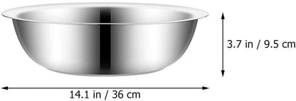 MAGICLULU Stainless Steel Basin, 14 Inch Mixing Bowl for Kitchen Use, Metal Washtub, Versatile for Cooking and Serving