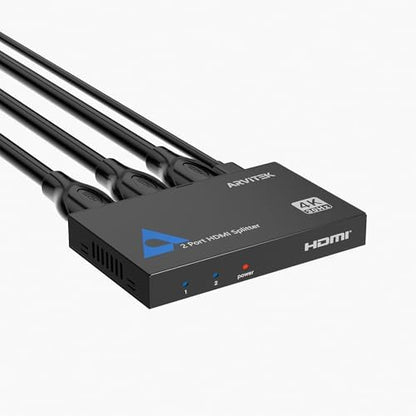 HDMI Splitter 1 in 4 Out,Arvitek 1x4 HDMI Splitter,4K@30Hz,Duplicates 1 Source to 4 Displays Simultaneously,for Laptop/Xbox/PS4/TV/Monitor,Metal Housing,Plug & Play (Mirror Only)