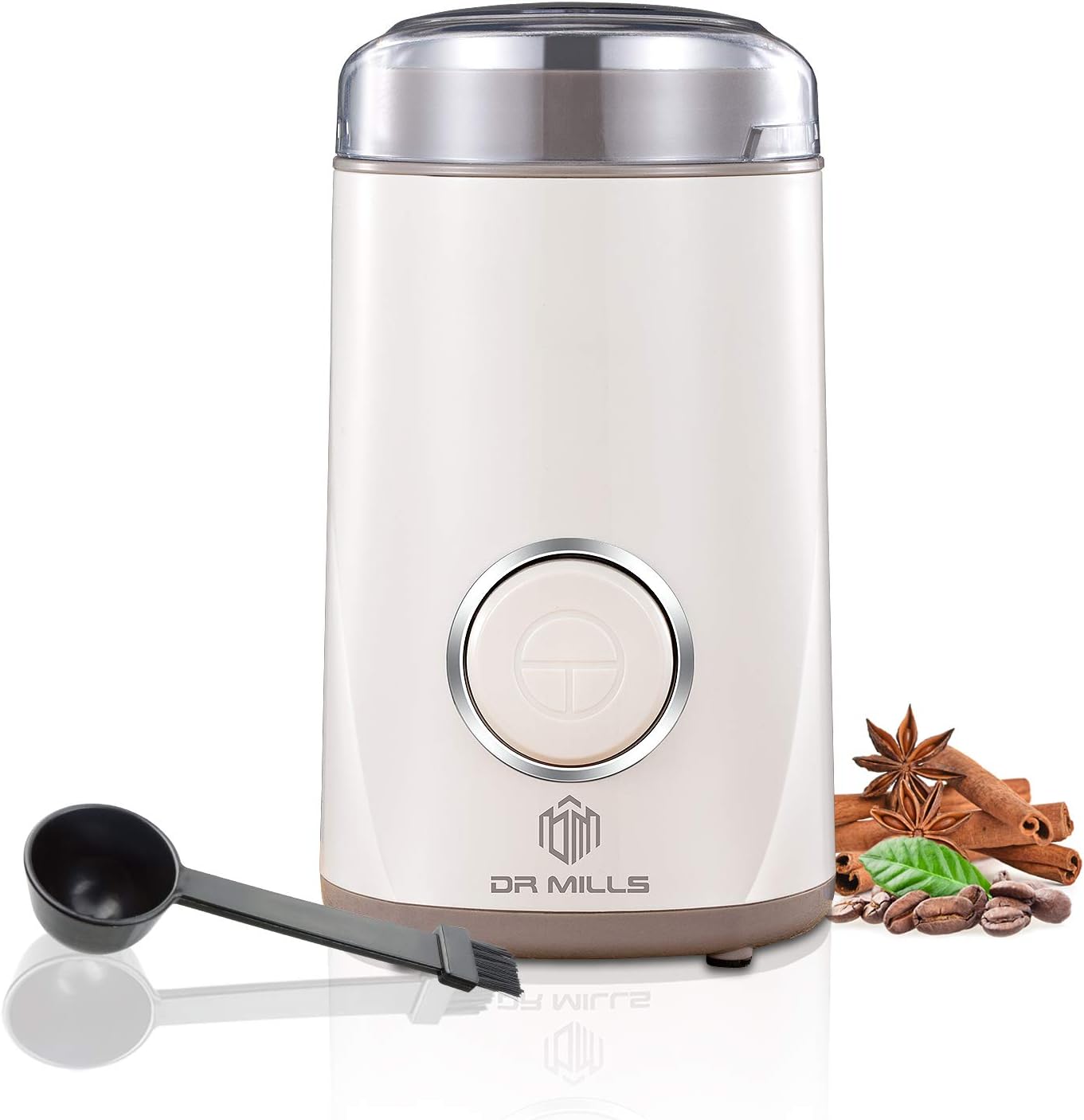DR MILLS DM-7441 Electric Dried Spice and Coffee Grinder, Blade & Cup Made with SUS304 Stainless Steel (White)