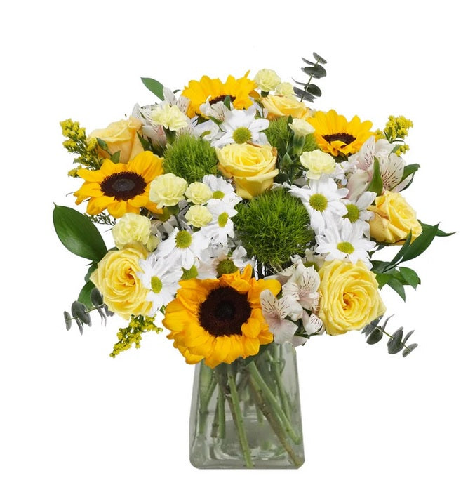 Get Well Sunshine Bouquet with Vase - PuriLite