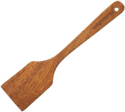 Wood Spatula for Cooking Wooden Kitchen Utensil Natural Wood Spatula Slotted Turner for Nonstick Pan Cookware 12 inch Frying Spatulas with Flat Bottom Edge Stirring Mixing and Flipping Turners