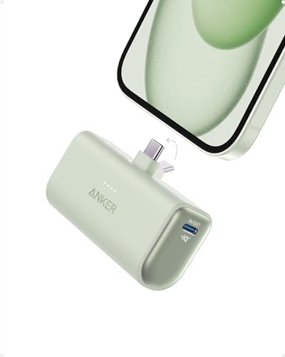 Anker iPhone 16 Portable Charger, Nano Power Bank with Built-in USB C Connector, 5,000mAh Portable Charger 22.5W, for iPhone 16/15 Series, Samsung S22/23 Series, iPad Pro/Air, AirPods, and More