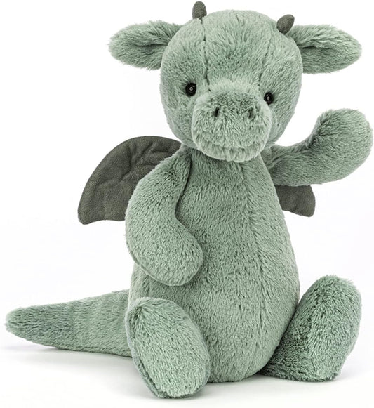 Jellycat Bashful Dragon Stuffed Animal, Medium 12 inches - Mythical Plush Toy - Classic Children's Gift - PuriLite