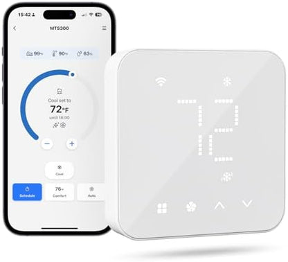 meross Smart Thermostat for Home, WiFi Thermostat Works with Matter, Alexa, Apple Home, Google Assistant, App Voice Control, 7x24h Scheduling, Energy Saving, C-Wire Required