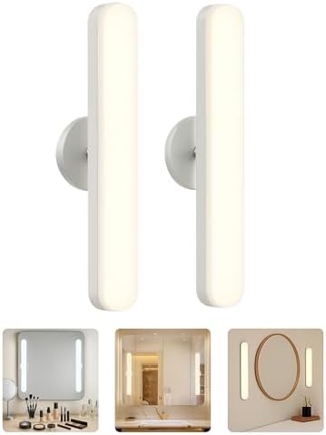 2 Pcs Wireless Vanity Makeup Lights for Mirror, Rechargeable LED Stick On Light Bar for Bathroom Mirror with 3 Color Temp&Adjustable Brightness, Long Battery Life Cordless Light for Vanity Desk