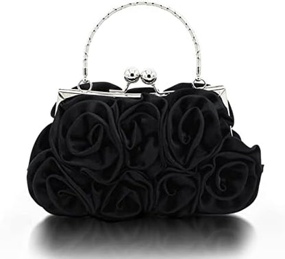 JAMBHALA Women Evening Clutch Bag Floral Satin Purses with Detachable Strap for Wedding, Party, Prom