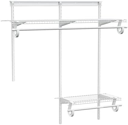 PROWORX 2-4 Ft. Expandable Closet Organizer System Kit, White Custom Metal Wire Shelving, Organization and Storage Shelves Wall Mounted with Hanging Rods
