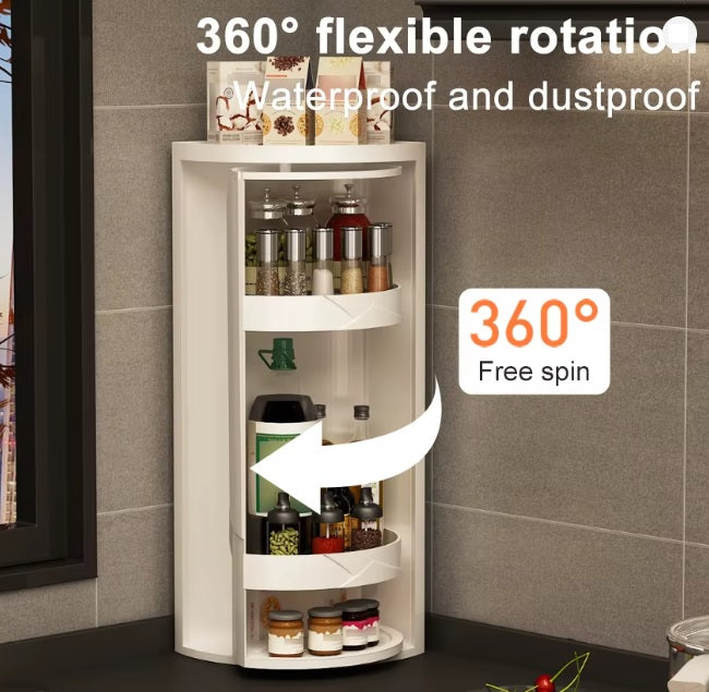 Purilite Select Rotating Kitchen Spice Organizer Shelf, Adjustable Multi-Tier Condiment Storage Rack, Space-Saving Rotatable Bottle Holder for Kitchen Counter and Corner Cabinets - PuriLite