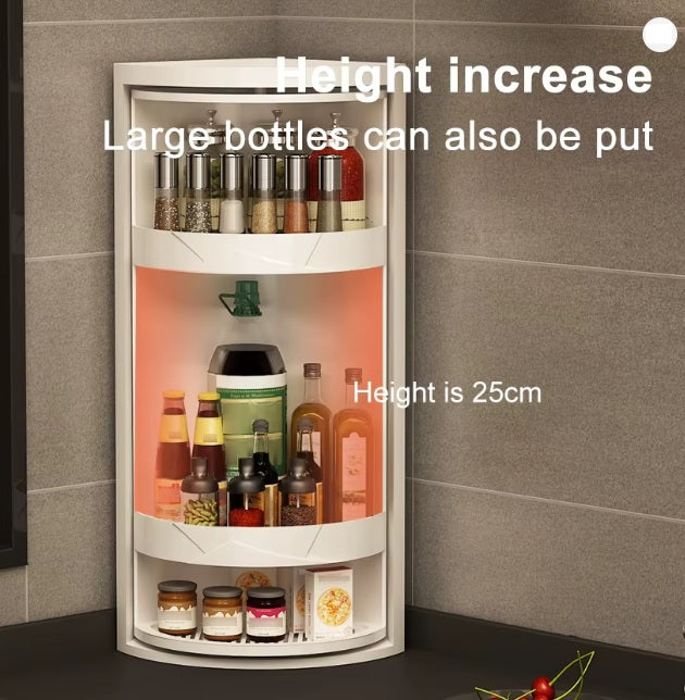 Purilite Select Rotating Kitchen Spice Organizer Shelf, Adjustable Multi-Tier Condiment Storage Rack, Space-Saving Rotatable Bottle Holder for Kitchen Counter and Corner Cabinets - PuriLite