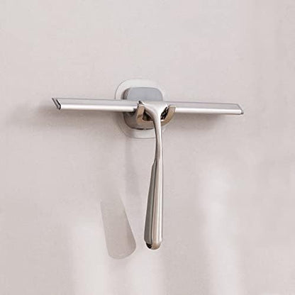 Ettori Shower Squeegee for Glass Doors, Squeegee for Shower Glass Door, Window and Car Glass, Mirrors - All-Purpose Stainless Steel Squeegee, 10 Inches and Black