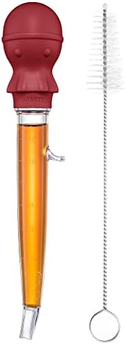 U-Taste 1.5oz Angled Turkey Baster - 228.2ºF Heat Resistant Food Grade Silicone Large Octopus Bulb Baster Set with Cleaning Brush for Cooking Basting Meat Poultry Beef Chicken (Black)