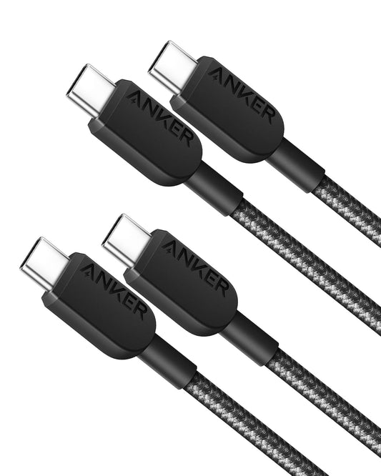 Anker USB C to USB C Cable,Type-C Fast Charging Cord (3FT,2Pack) for iPhone 16/15 Series,iPad Air 4,MacBook Pro 2022 and More (Black)