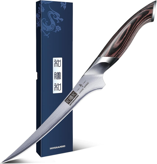 HOSHANHO Fillet Knife 7 Inch, Super Sharp Boning Knife in High Carbon Steel AUS-10, Professional Japanese Fish Knife for Meat Poultry Cutting