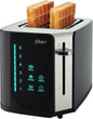 Oster 2-Slice Toaster, Touch Screen with 6 Shade Settings and Digital Timer, Black/Stainless Steel