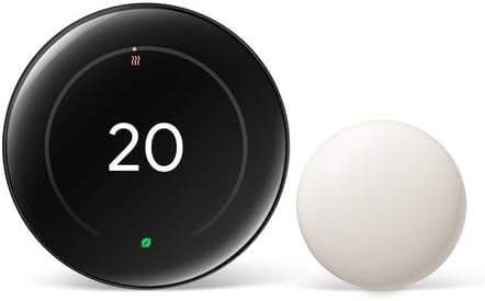 Google Nest Learning Thermostat (4th Gen) with Nest Temperature Sensor (2nd Gen) - Energy Saving Smart Thermostat with Adaptive Eco - Works with Alexa and Google Home App - Polished Obsidian