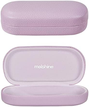 molshine Hard Shell Leather Sunglasses Case,Classic Large Glasses Case for Women Men,Sunglass Eyeglasses