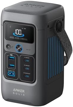 Anker SOLIX Power Bank Station C200 DC with Adjustable Strap, 192Wh LiFePO4 Portable Power Station, 200W Solar Generator, for Outdoor Camping, Traveling, and Emergencies (No Wall Charger Included)