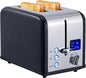 Toaster 2 Slice, CUSIMAX Stainless Steel Toaster with Large LED Display, Bread Toaster 1.5'' Extra-wide Slots with 6 Browning Settings, Cancel/Bagel/Defrost Function, Removable Crumb Tray, Black