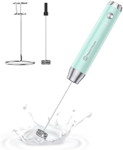 Maestri House Rechargeable Milk Frother, Handheld Electric Foam Maker Waterproof Detachable Stainless Steel Whisk Drink Mixer Foamer with Stand,LunaFro