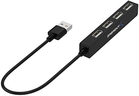 SABRENT USB hub, USB Adapter 2.0, 4 Port USB Extension with ON/Off switches, Multiple USB Splitter for SSD, PS4 PS5, PlayStation 5, Laptop, PC, Printer, MacBook, USB Stick, Notebook (HB-UMLS)