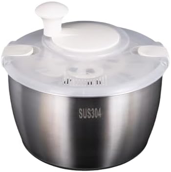 ciopswslk Stainless Steel Bowl Salad Non-Slip Base for Stable Salad Mixing Stainless Steel Salad Spinners Lettuce Spinners, Stainless Steel