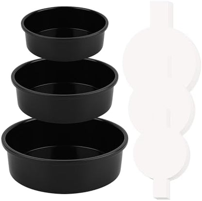 Purilite Select 3-Pack 8-Inch High Carbon Steel Cake Pans with 100 Parchment Papers