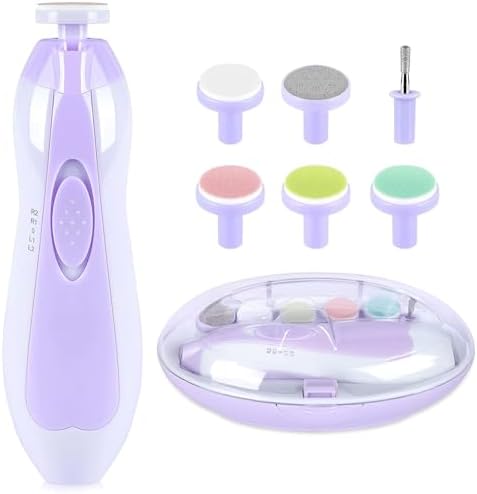 Qunlions life Electric Nail File Drill for Baby, No Sharp Claws Hurt, 6 in 1 Safety Cutter Trimmer Clipper for Toes and Fingers (Blue)