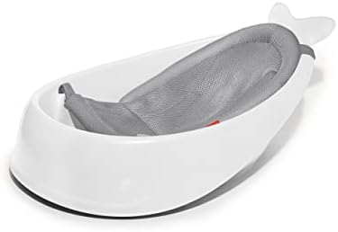 Skip Hop Baby Bath Tub, 3-Stage Smart Sling Tub, Moby, White - PuriLite