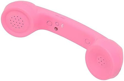Qiilu Retro Telephone Handset for Mobile Phones - Rechargeable Radiation Proof Handset Receiver with USB Charging (Red)