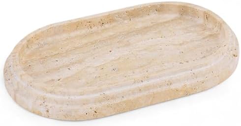 Marble Vanity Tray | Decorative Oval Tray | Bathroom Organizer Tray | Jewelry and Perfume Tray | Home Decor Catchall Tray - PuriLite