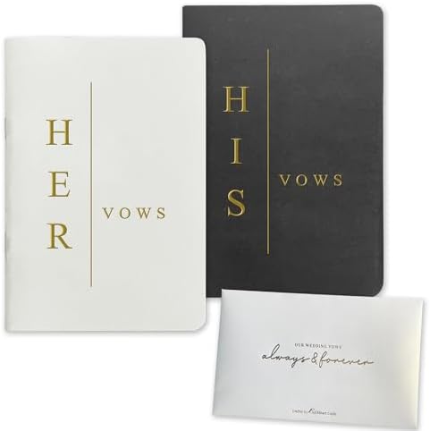WeddingGiftsWedding Vow Books His and Hers Soft Touch Gold Foil Engraving Vow Books Wedding Essentials Wedding Accessories(TR-HH-Black)
