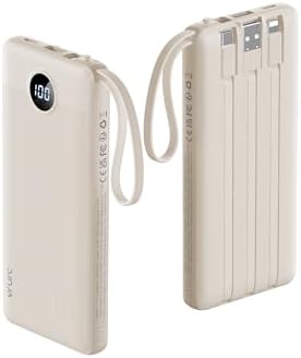 VRURC 10000mAh Power Bank Built-in Cables, Portable Charger with LED Display, Slim Intelligent Travel Battery Pack with Cords, 5 Output Dual Input Phone Charger for Cell Phone Smart Devcies-Blue