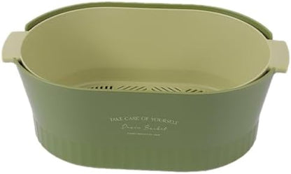 Kitchen Washbas Food Strainer Drain Basket Rotating Drainer Double-Layer Basin Vegetable Fruit Washing Strainer