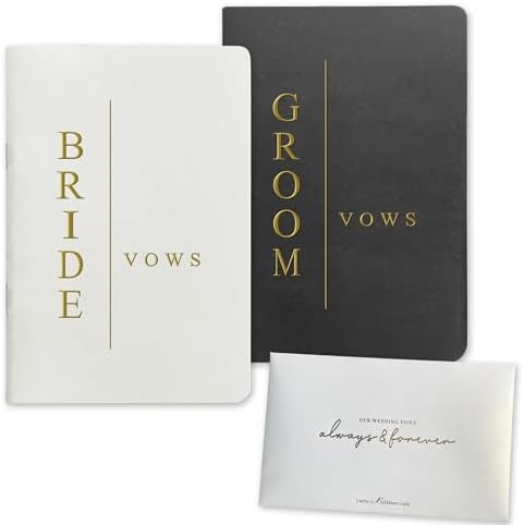 WeddingGiftsWedding Vow Books His and Hers Soft Touch Gold Foil Engraving Vow Books Wedding Essentials Wedding Accessories(TR-HH-Black)
