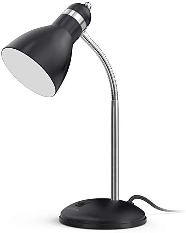LEPOWER Metal Desk Lamp, Eye-Caring Table Lamp with Adjustable Goose Neck | Bedside Reading Light with Heat Dissipation Design for Bedroom, Home, Office, Dorm, Study, Back to School (Matte Black)