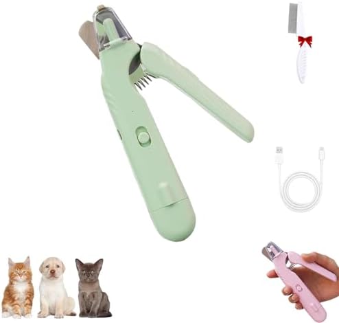 Pupnourish Nail Trimmer, Pupnourish Nail Clippers, 2 in 1 Rechargeable Electric Nail Clipper and Grinder with Light, Safe and Precise Dog & Cat Nail Grooming Tool (Green)