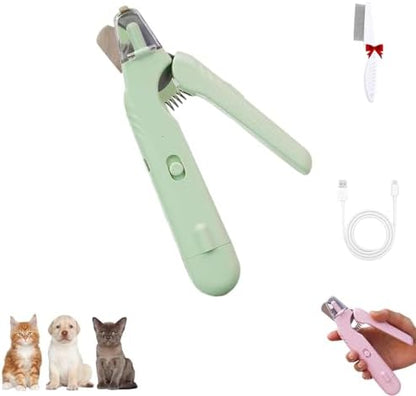 Pupnourish Nail Trimmer, Pupnourish Nail Clippers, 2 in 1 Rechargeable Electric Nail Clipper and Grinder with Light, Safe and Precise Dog & Cat Nail Grooming Tool (Green)
