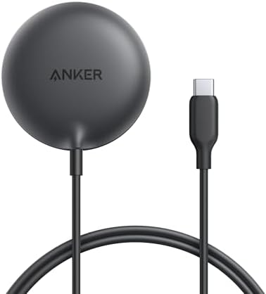 Anker Zolo Magnetic Wireless Charger, Qi2 Certified 15W MagSafe-Compatible Wireless Charging Pad with 5 ft Built-In USB-C cable, For iPhone 16/15/14/13 Series, AirPods, and More (Adapter Not Included)
