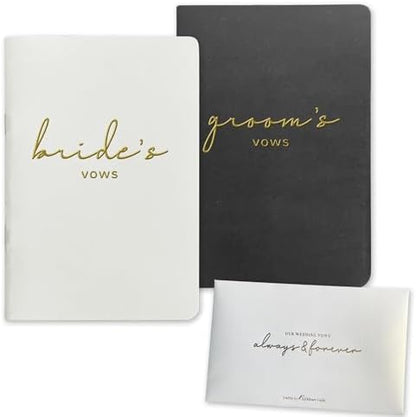 WeddingGiftsWedding Vow Books His and Hers Soft Touch Gold Foil Engraving Vow Books Wedding Essentials Wedding Accessories(TR-HH-Black)