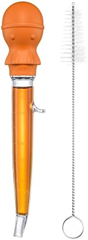 U-Taste 1.5oz Angled Turkey Baster - 228.2ºF Heat Resistant Food Grade Silicone Large Octopus Bulb Baster Set with Cleaning Brush for Cooking Basting Meat Poultry Beef Chicken (Black)