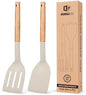 Silicone Cooking Spatula Set | Heat Resistant Turner | Non Stick Kitchen Spatula | Wooden Handle Cooking Tool | Frying Baking Utensils - PuriLite