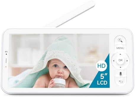 Arenti Baby Monitor 2 Cameras, 2K Smart Baby Camera 2PC with 5-Inch Upgraded Wireless Display 1PC, Super Night Vision, Lullabies, Cry & Motion Detection, Temp & Humidity Sensor, Two Way Audio, ‎Wifi 6