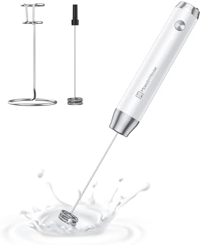 Maestri House Rechargeable Milk Frother, Handheld Electric Foam Maker Waterproof Detachable Stainless Steel Whisk Drink Mixer Foamer with Stand,LunaFro